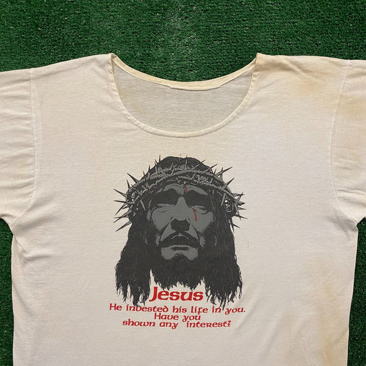 Jesus Christ Crown of Thorns Vintage 90s Religion T-Shirt