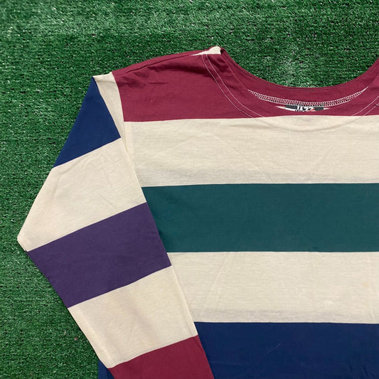 Vintage 90s Striped Grunge Indie Essential Long Sleeve Tee