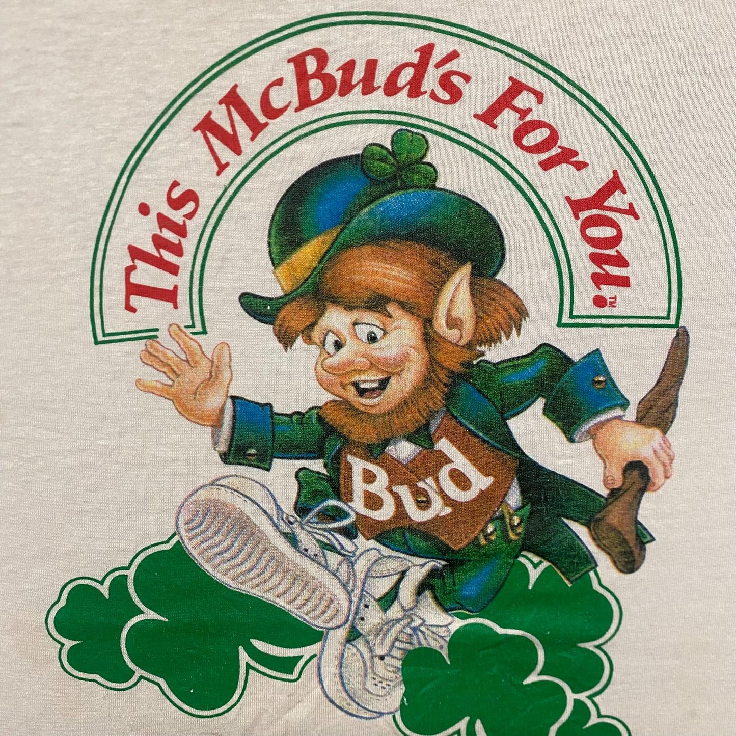 Vintage 80s Budweiser McBud Leprechaun Single Stitch Tee