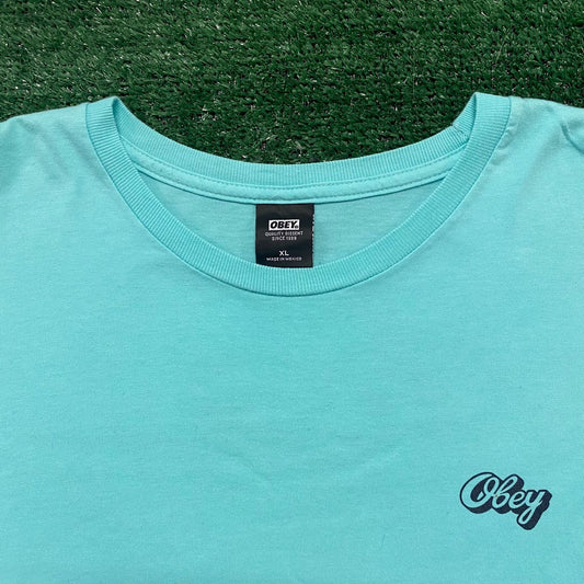 Obey Script Spell Out Long Sleeve Crewneck T-Shirt