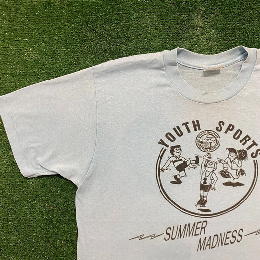 Vintage 80s Essential Summer Youth Sports Single Stitch Tee
