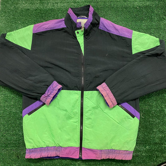 Vintage 90s Neon Green Ski Snowmobile Color Block Jacket