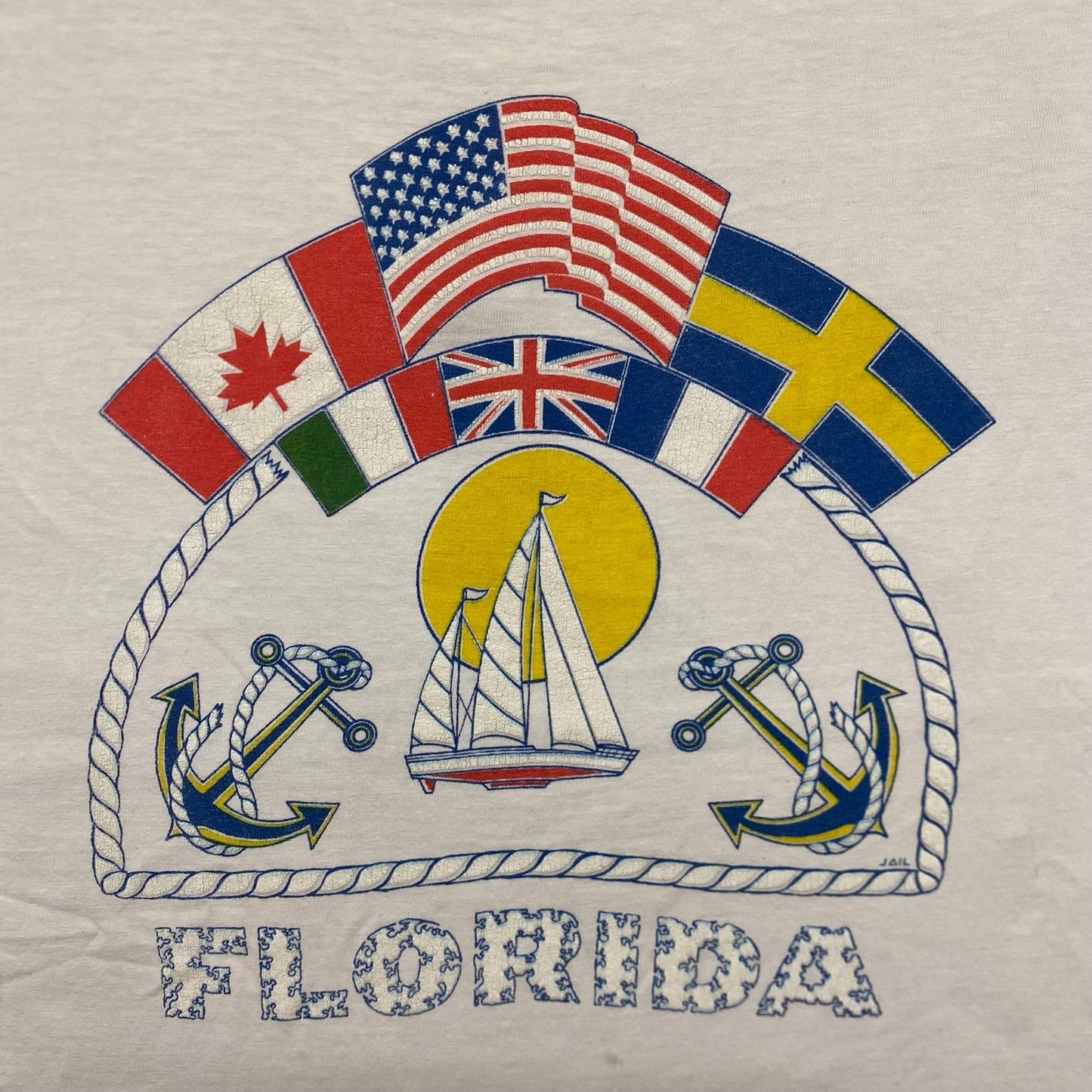 Vintage 80s Florida Nautical Single Stitch Tourist Tee