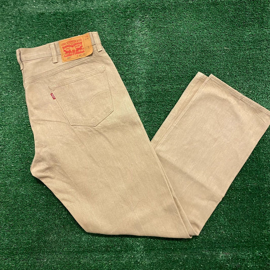 Levi's 501 Cream Beige Straight Vintage Denim Jeans Pants