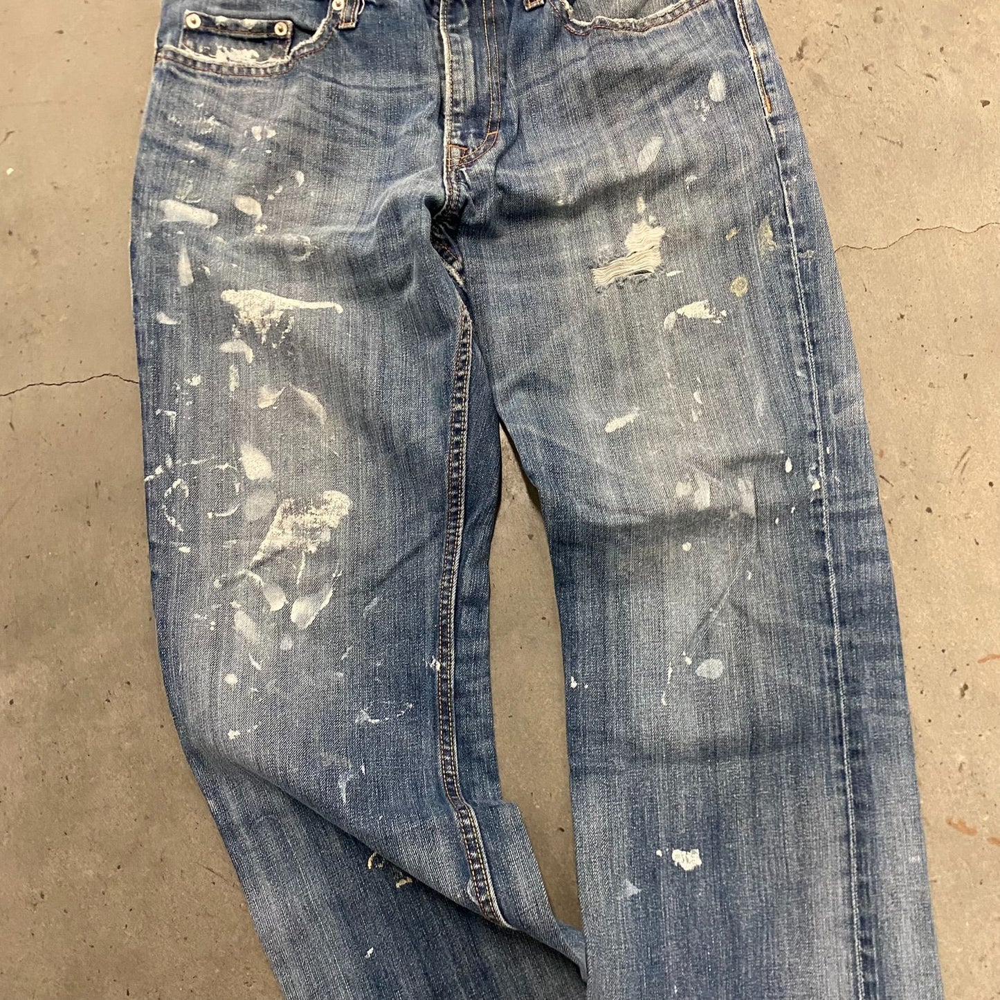 Vintage Y2K Boot Cut Essential Painted Faded Denim Jeans