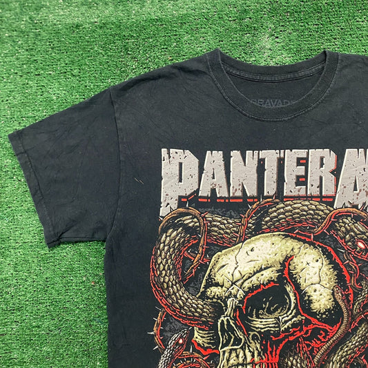 Vintage Y2K Pantera Skull Snake Heavy Metal Rock Band Tee