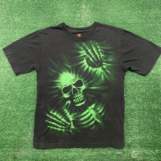 Vintage Y2K Glowing Skull Emo Essential Cyber Goth Punk Tee