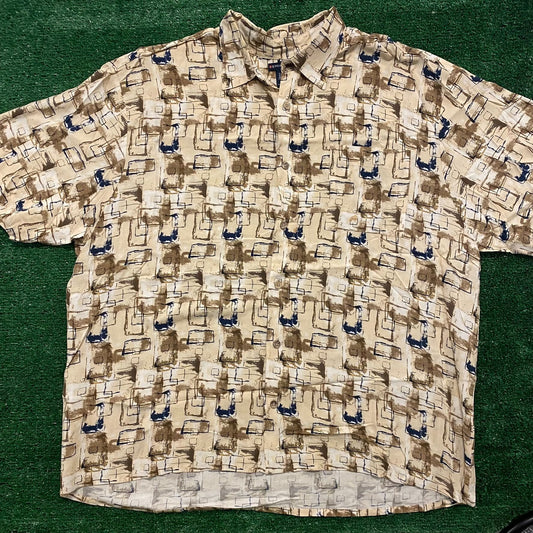 Abstract Geometric Vintage Golf Button Up Shirt