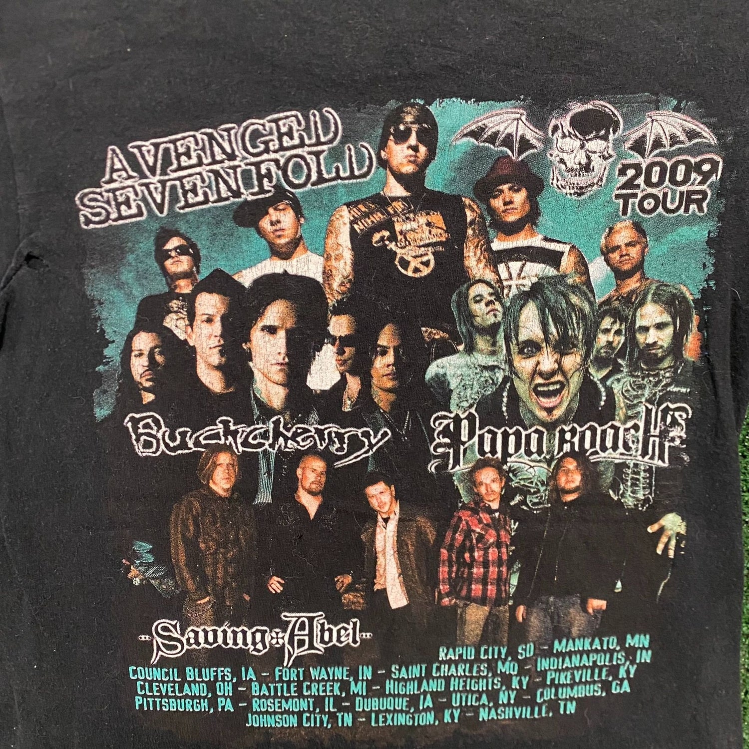 Y2K Agent – Goth T-Shirt Sevenfold Metal Band Thrift Vintage Avenged Skull