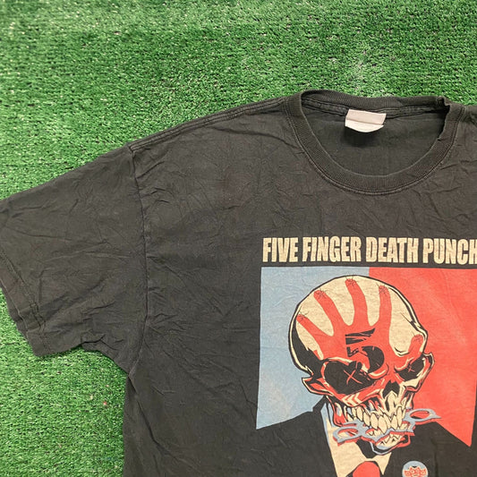 Vintage Y2K Five Finger Death Punch War Skull Metal Band Tee