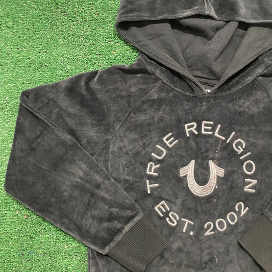 Vintage Y2K True Religion Velour Horseshoe Logo Hoodie