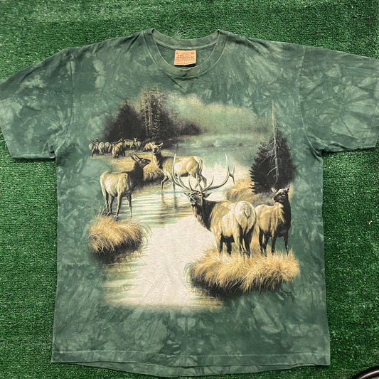 Vintage Y2K Mountain Deer Nature Art Essential Animals Tee