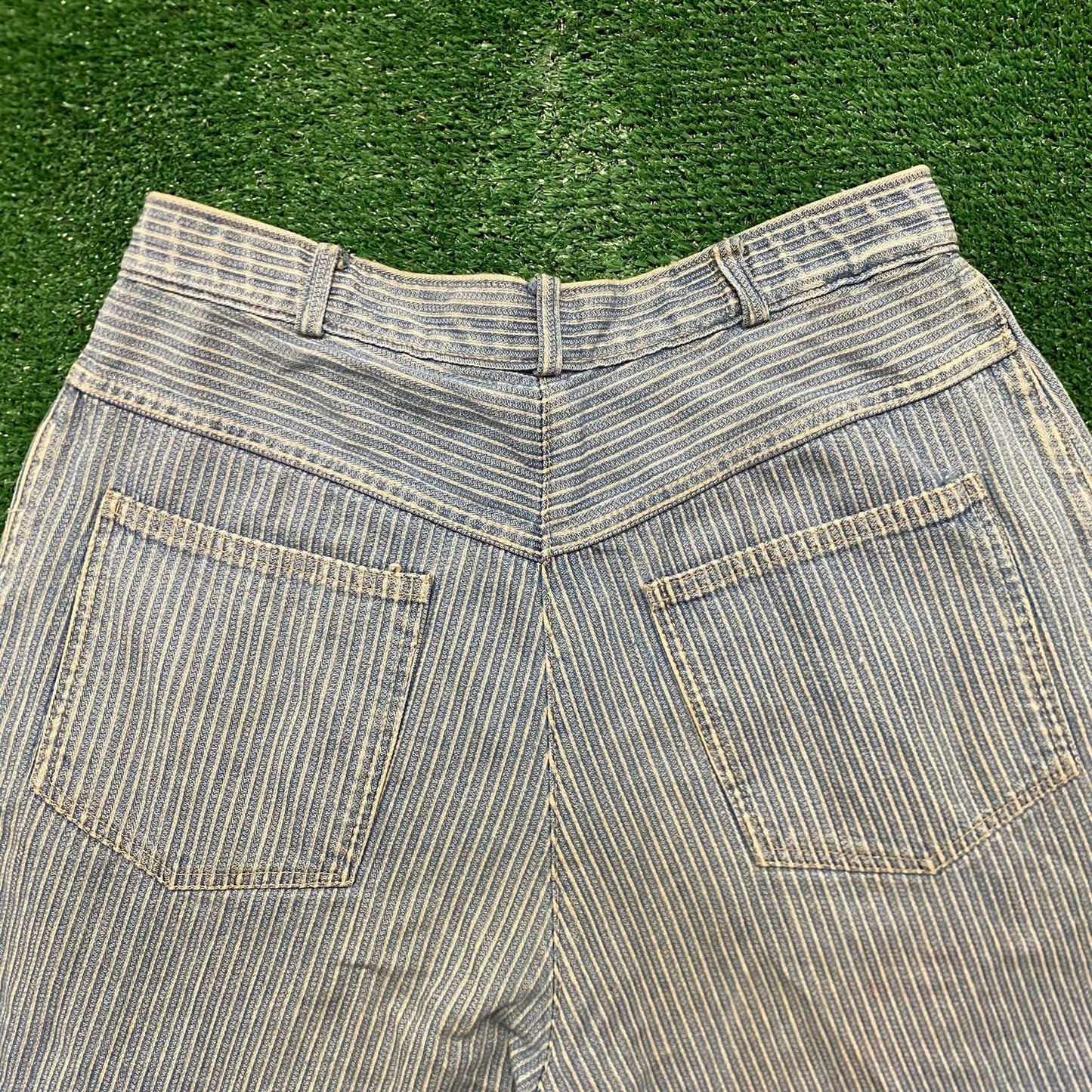 Vintage 90s Pinstriped High Waisted Denim Jean Shorts Jorts