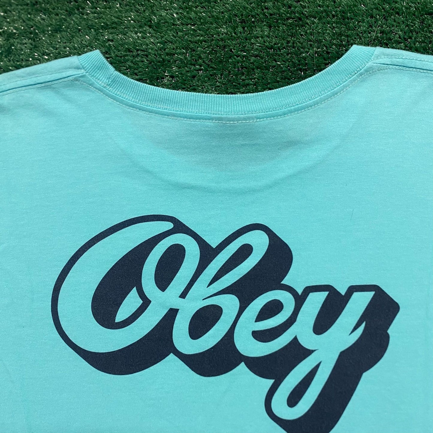 Obey Script Spell Out Long Sleeve Crewneck T-Shirt
