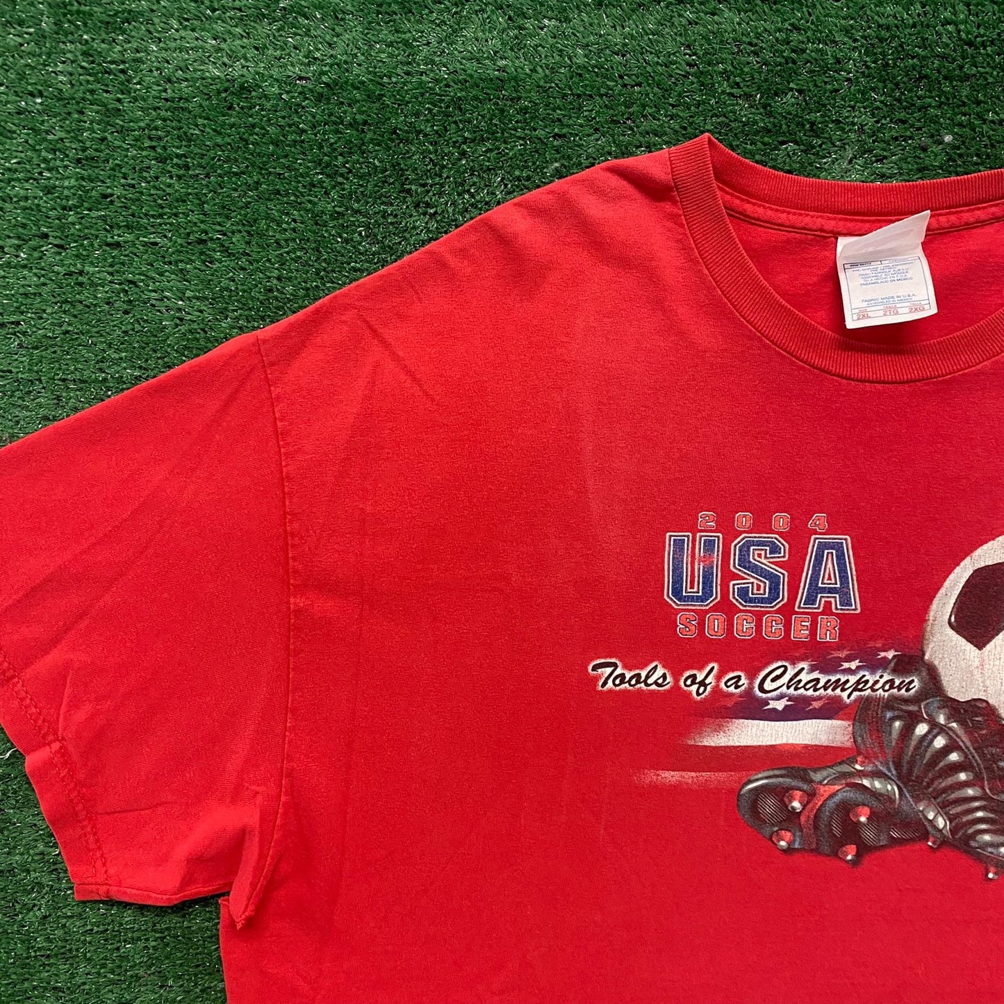 Vintage Y2K USA Soccer Shirt Red Olympics America Sports Tee