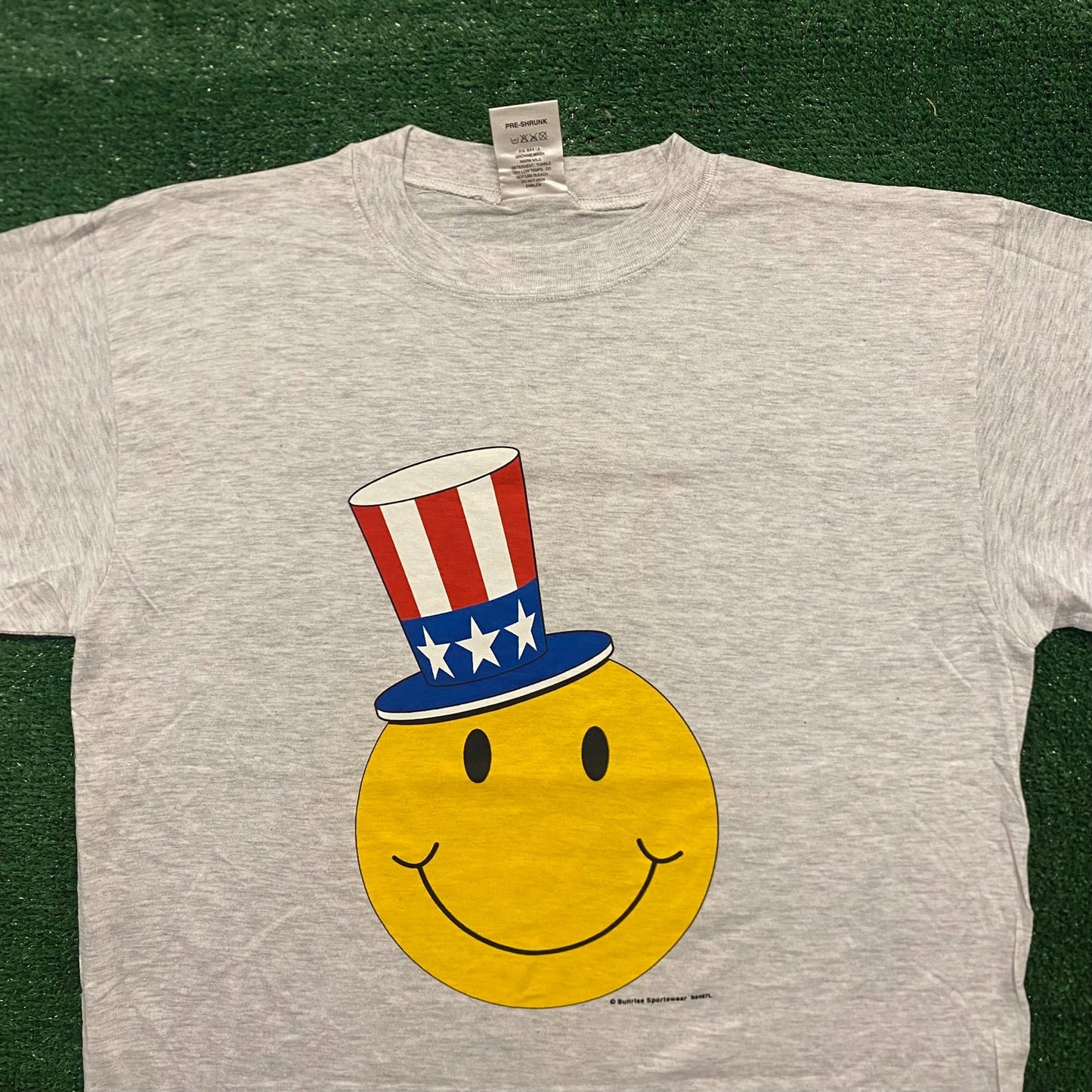 USA American Uncle Sam Smiley Vintage 90s Emoji T-Shirt
