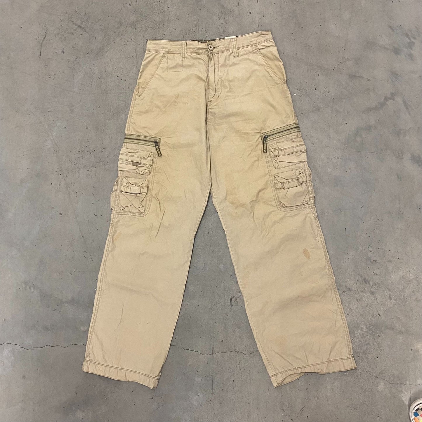 Vintage Y2K Khaki Cargo Pants Utility Tonal Drill Bottoms