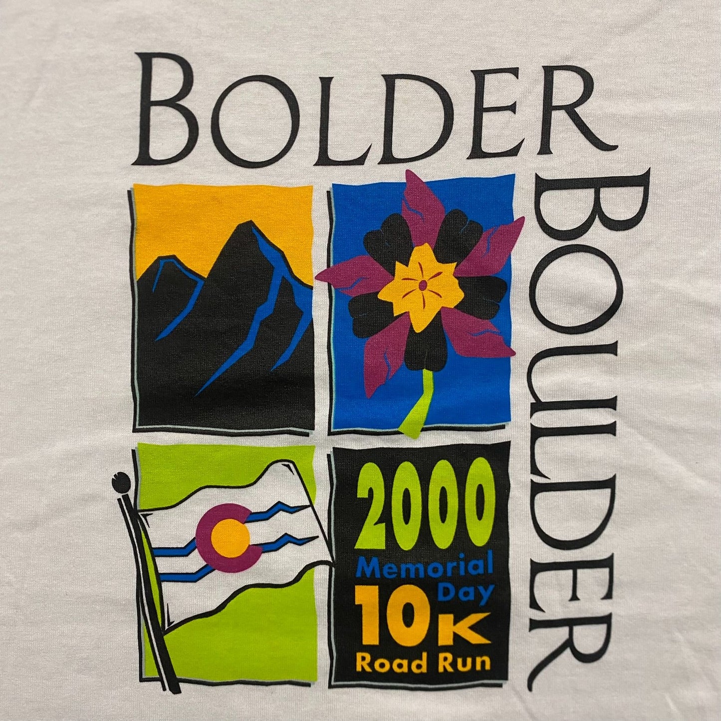 Vintage Y2K Boulder Colorado 10K Run Baggy Tourist White Tee