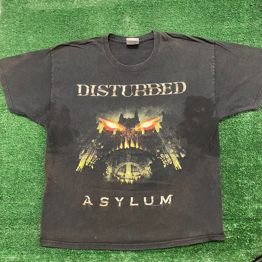 Vintage Y2K Sun Faded Disturbed Heavy Metal Rock Band Tee