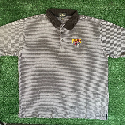 Vintage Y2K Pittsburgh Pirates Polo Shirt Striped Logo MLB