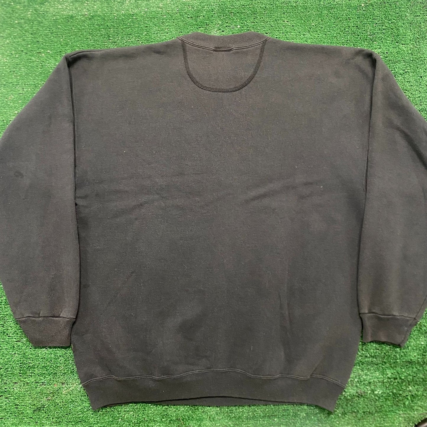 Vintage 90s Plain Black Crewneck Sun Faded Blank Sweatshirt