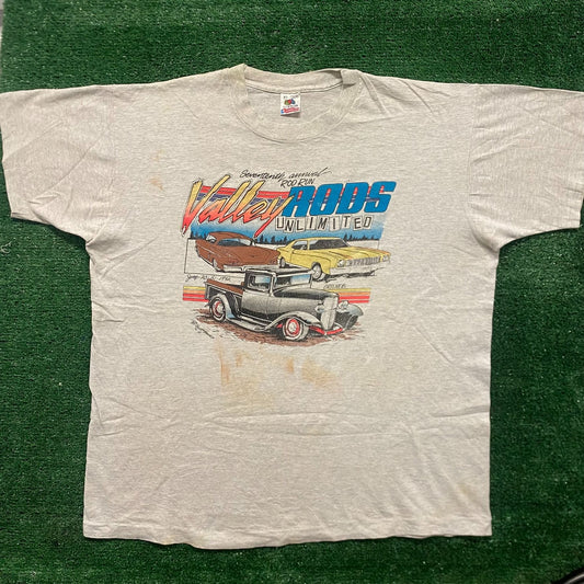 Vintage 90s Hot Rods Shirt Single Stitch Grunge Cars Auto Tee