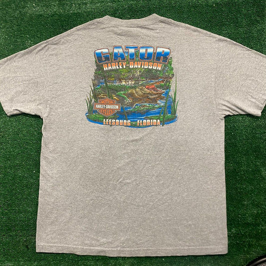 Vintage Harley Davidson Florida Gator Motorcycle Punk Tee