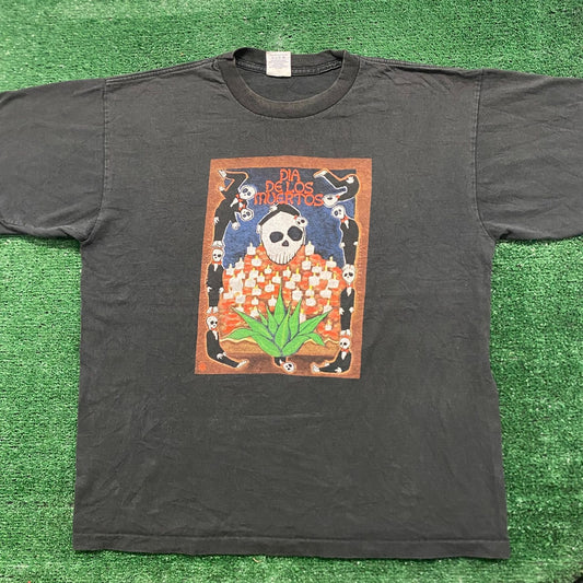 Vintage 90s Dead Skull Goth Sun Faded Single Stitch Tee