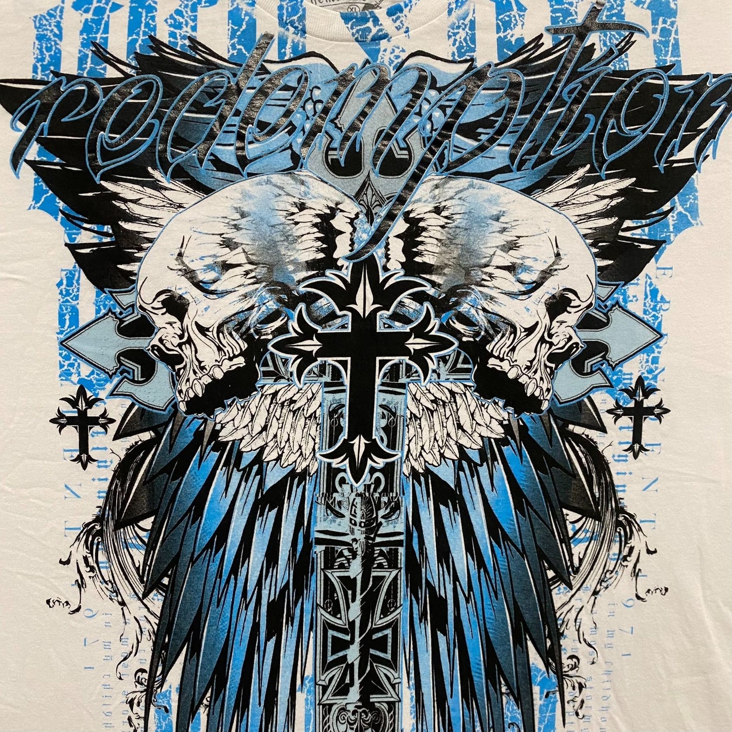 Vintage Y2K Winged Skull Cross Shirt Punk Gothic AOP Tee