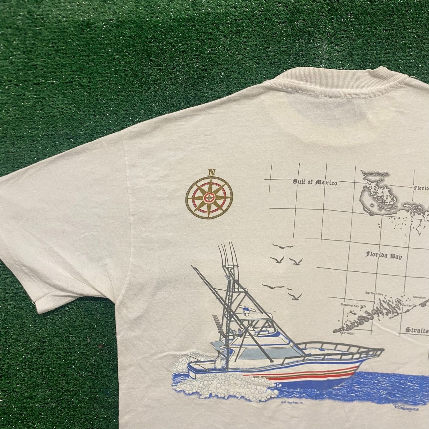 Vintage 90s Essential Florida Keys Map Single Stitch T-Shirt