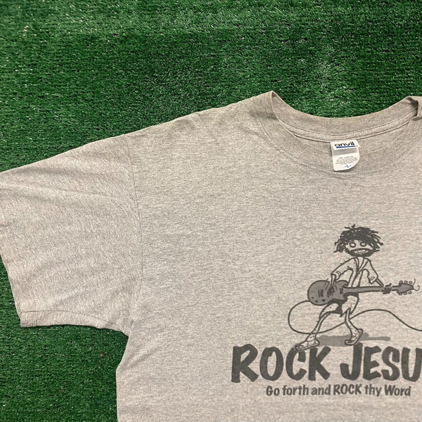 Vintage Y2K Rock Jesus Funny Doodle Sketch Humor Baggy Tee