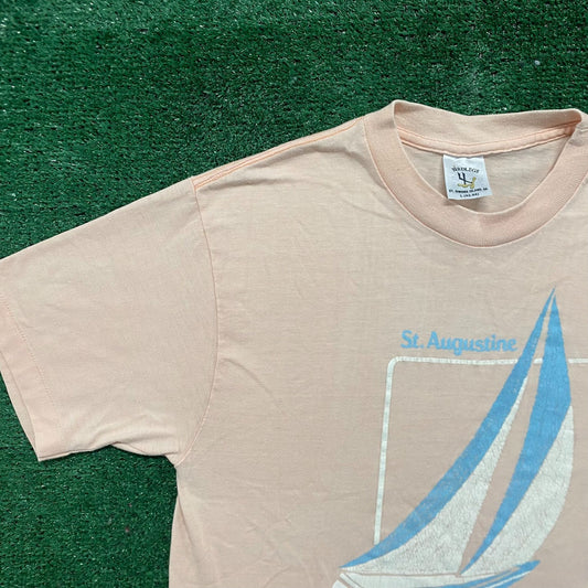 Vintage 80s Florida Nautical Preppy Tourist Single Stitch Tee