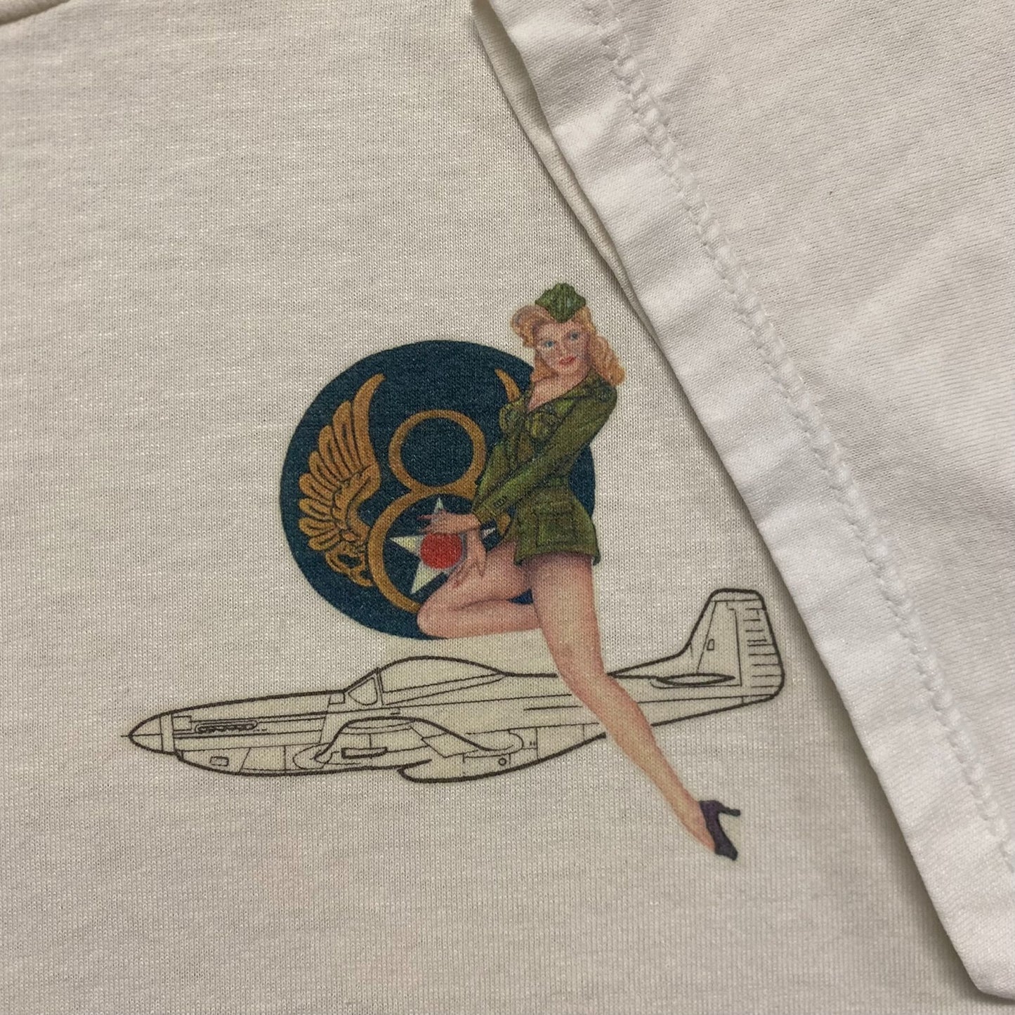 Vintage 80s Army Air Force Military Pin Up Essential T-Shirt