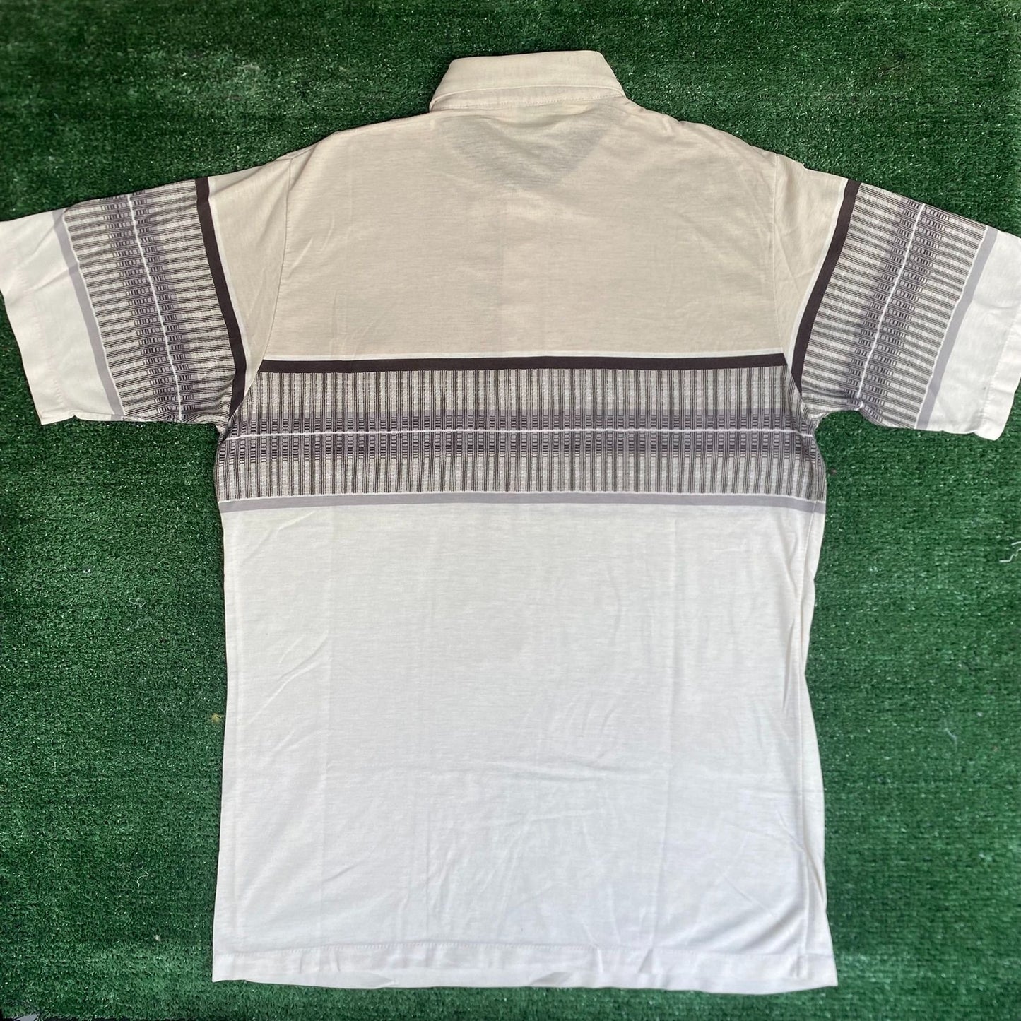 Vintage 80s Tonal Polo Shirt Striped Single Stitch Grandpa