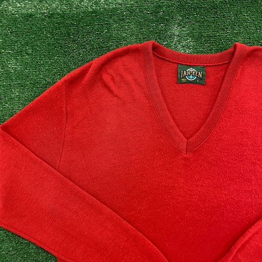 Vintage 80s Jantzen Essential Knit Acrylic V-Neck Sweater