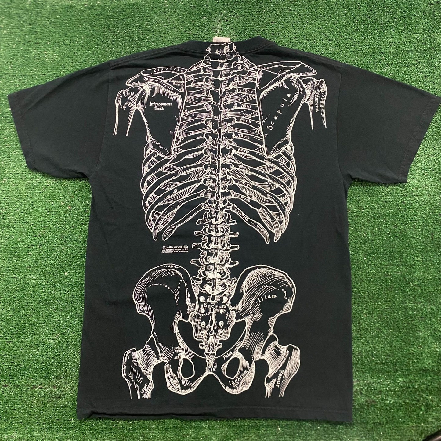Vintage 90s Skeleton Bones Essential Goth Punk AOP Art Tee