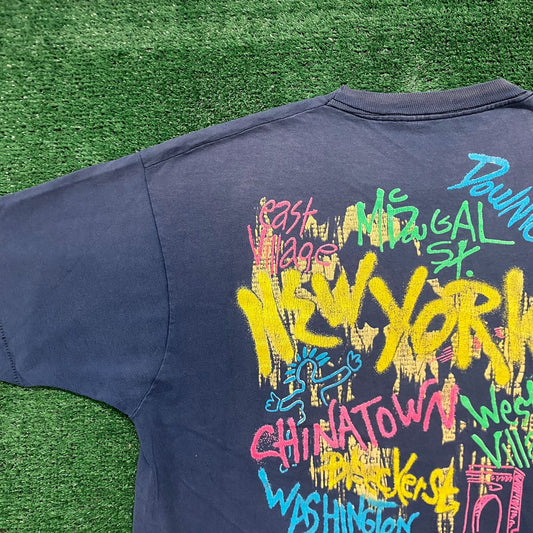 Vintage 90s New York Graffiti Single Stitch Sun Faded Tee