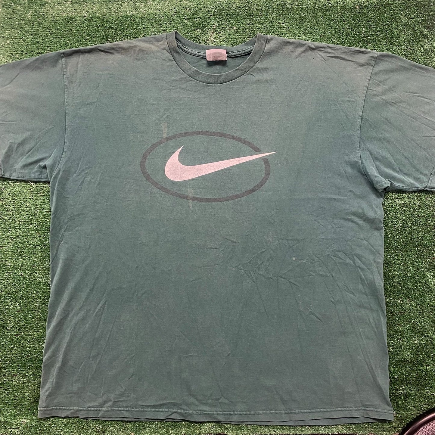 Vintage 90s Nike Center Swoosh Shirt Green Baggy Logo Tee