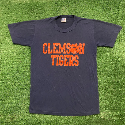 Vintage 80s Clemson Tigers Shirt College University Logo Tee