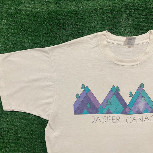 Vintage 90s Canada Mountains Art Single Stitch Tourist Tee