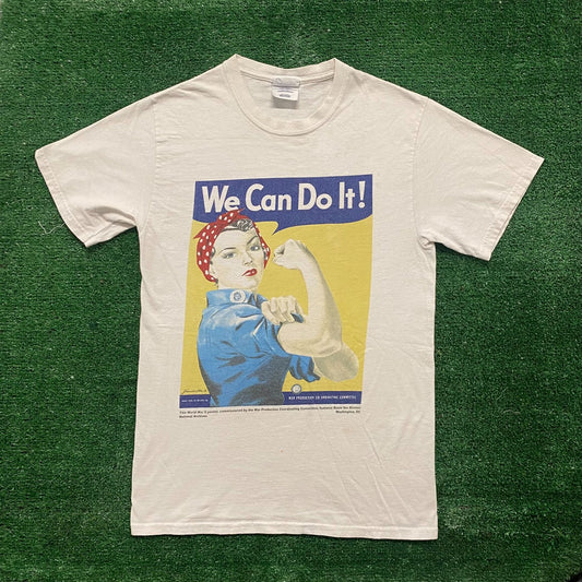 Vintage Y2K WW2 Propaganda Poster Shirt USA Rosie Riveter Tee