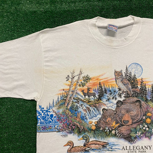 Vintage 90s Nature Landscape Art Single Stitch T-Shirt