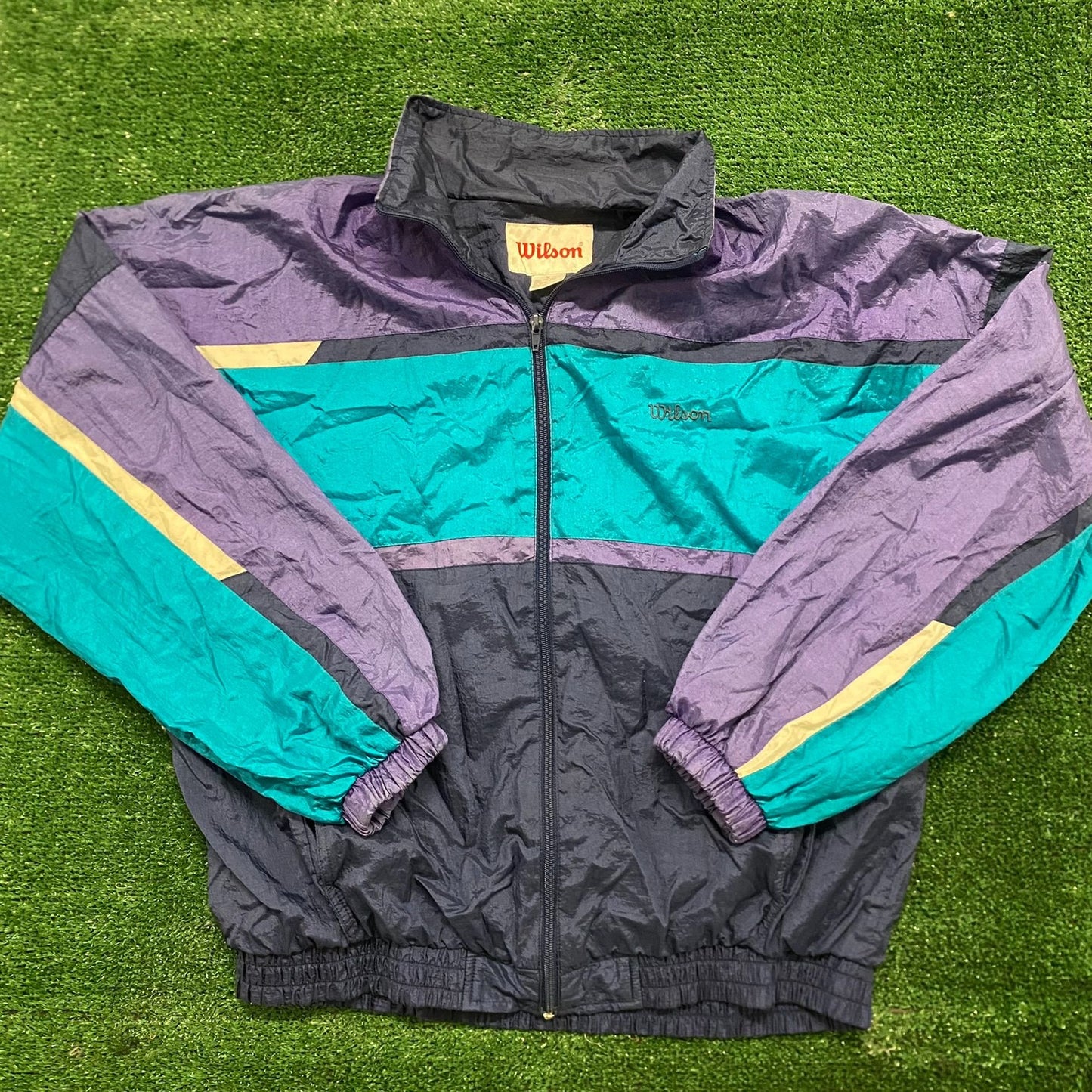 Vintage 90s Wilson Color Block Essential Windbreaker Jacket
