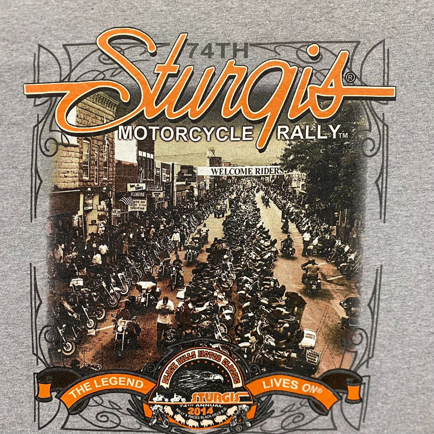 Vintage Y2K Sturgis Motorcycle Rally Baggy Biker Gray Tee