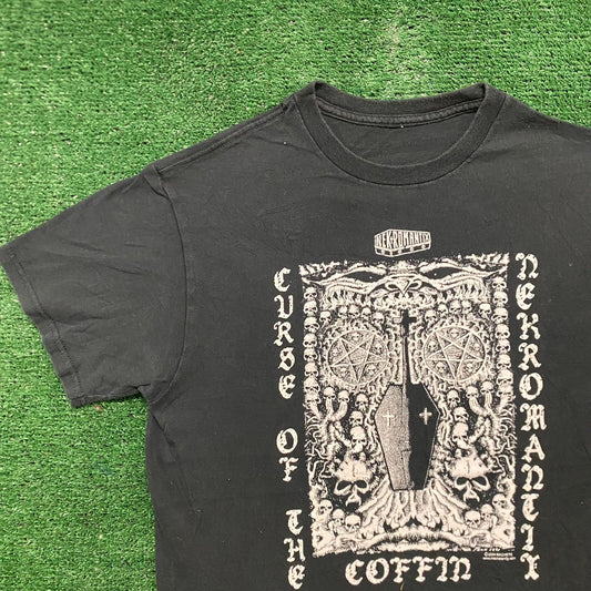Vintage Y2K Skull Pile Pentagram Coffin Goth Metal Band Tee