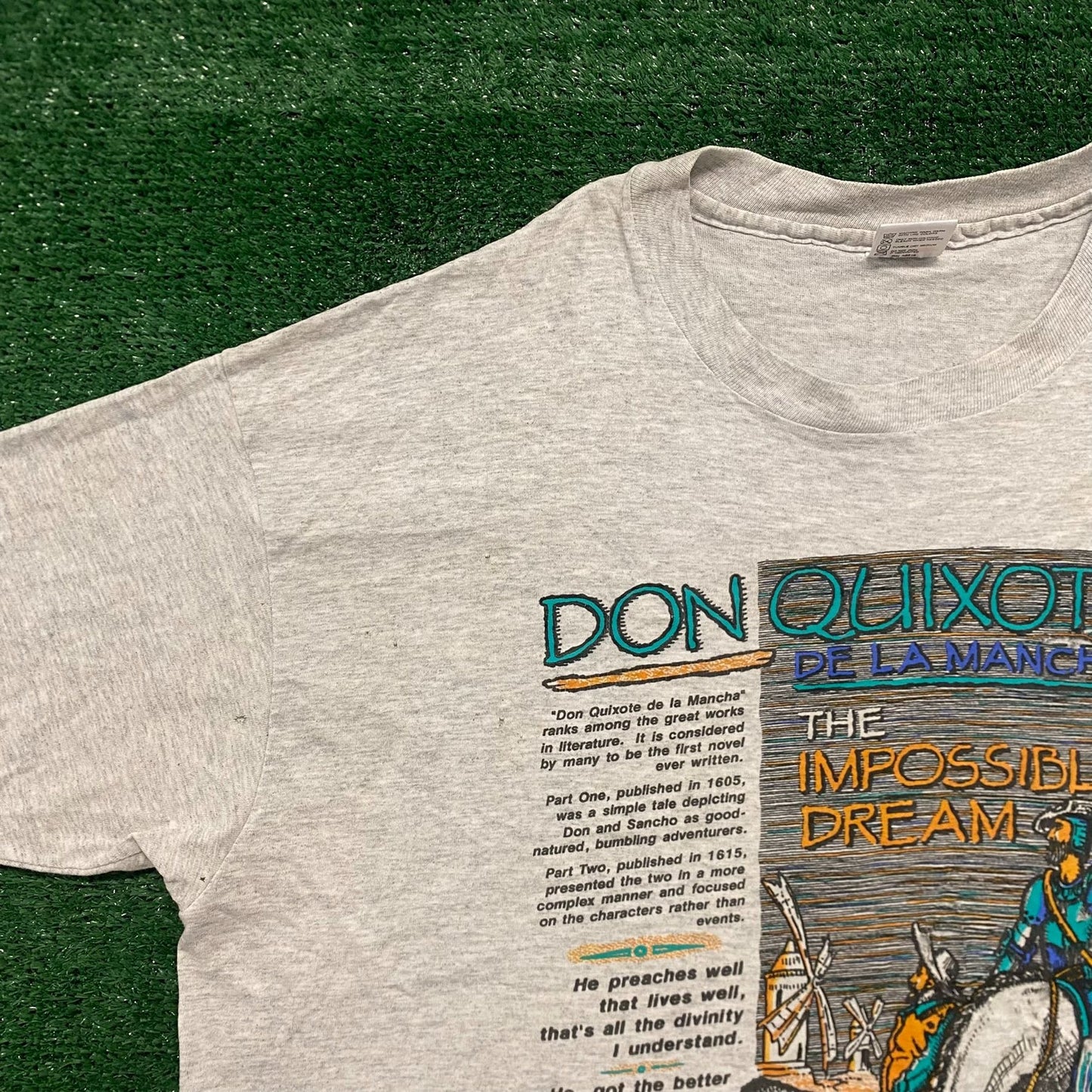 Vintage 90s Don Quixote Book Quote Grunge Single Stitch Tee