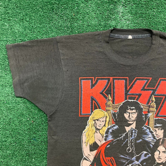 Vintage 80s KISS Gene Simmons Dirty Job Metal Band T-Shirt