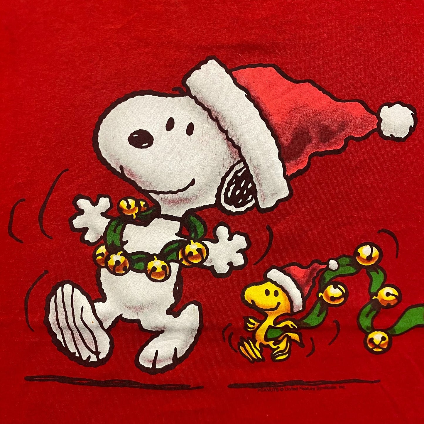 Vintage Y2K Peanuts Snoopy Woodstock Christmas Comic Tee