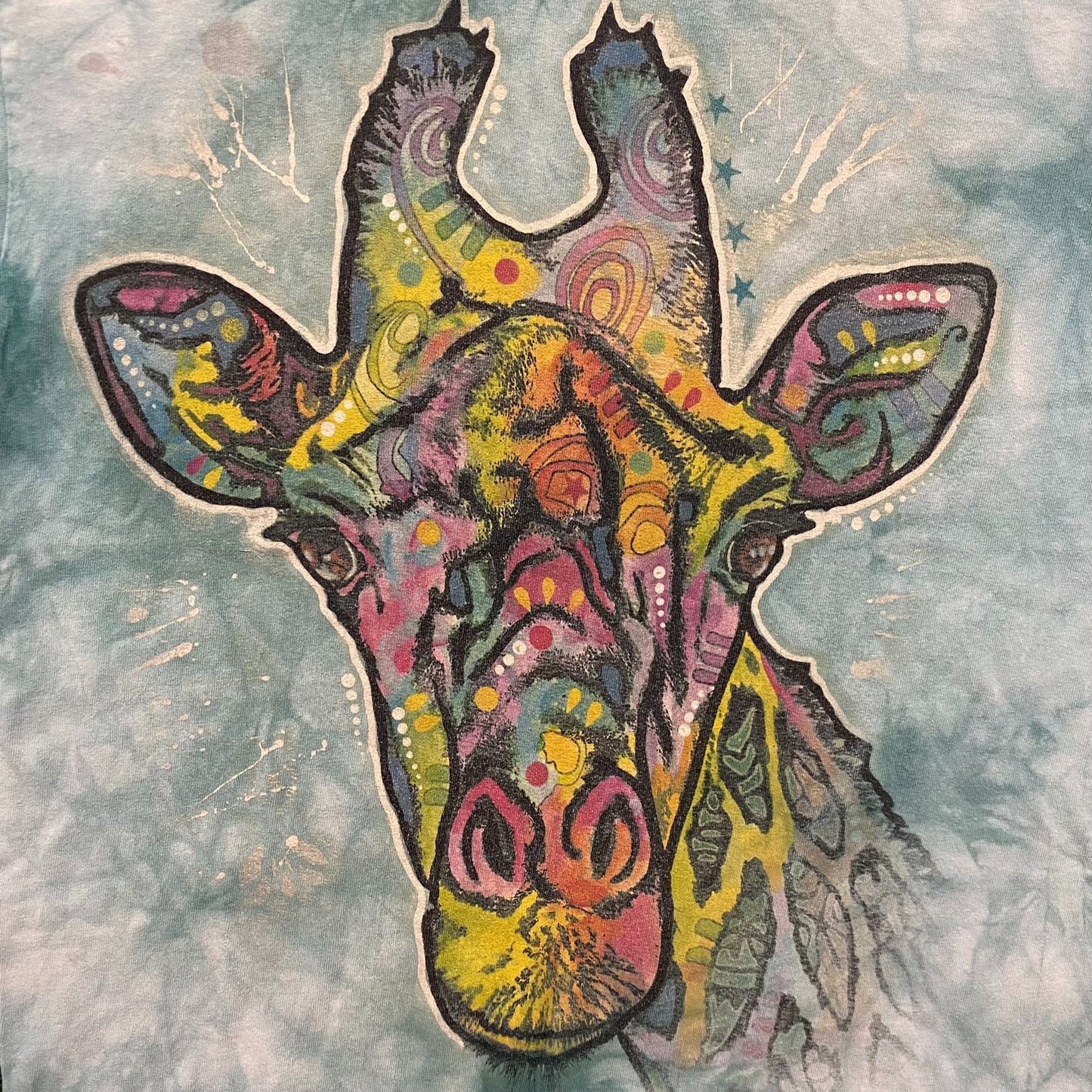 Vintage Y2K Giraffe Nature Art Essential Tie Dye Animal Tee