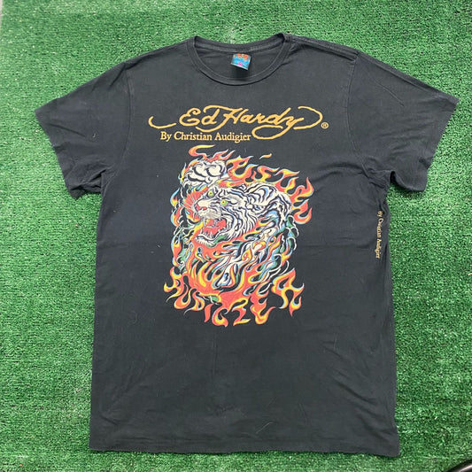 Vintage Y2K Ed Hardy Tiger Tattoo Art Essential Punk Tee